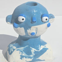 Load image into Gallery viewer, Blue and White Marble Candlestick Holder (one-off)