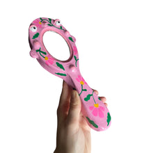 Load image into Gallery viewer, Hand-Held 'Pink Floral ' Mirror (one-off)