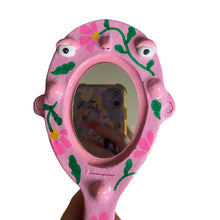 Load image into Gallery viewer, Hand-Held 'Pink Floral ' Mirror (one-off)