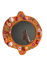 Load image into Gallery viewer, 'Orange Retro Vibes' BIG Ponky Wall Mirror (one-off design)