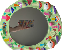 Load image into Gallery viewer, 'Green Mushrooms' BIG Ponky Wall Mirror (one-off design)