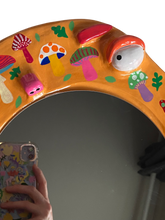 Load image into Gallery viewer, 'Orange Mushrooms' BIG Ponky Wall Mirror (one-off design)