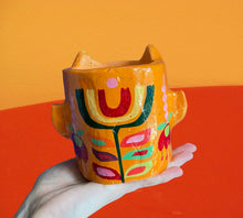 Load image into Gallery viewer, Orange 60's Florals Devil Pot (One-Off)