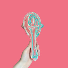 Load image into Gallery viewer, Raspberry & Teal Marble Hand-Held Mirror (One-Off)