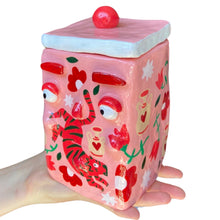 Load image into Gallery viewer, 'Pink & Red Tigers' Storage Jar (One-Off)