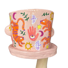 Load image into Gallery viewer, 'Pink Boho Tigers' Large Plant Pot (one-off)
