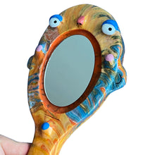 Load image into Gallery viewer, Hand-Held 'Yellow and Blue Marble' Mirror