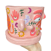 Load image into Gallery viewer, 'Pink Boho Tigers' Large Plant Pot (one-off)