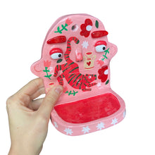 Load image into Gallery viewer, 'Pink & Red Tigers' Ponky Wall Shelf (One-Off)