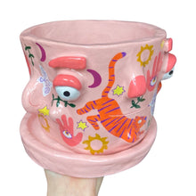 Load image into Gallery viewer, 'Pink Boho Tigers' Large Plant Pot (one-off)