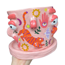 Load image into Gallery viewer, 'Pink Boho Tigers' Large Plant Pot (one-off)