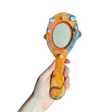 Load image into Gallery viewer, Hand-Held 'Yellow and Blue Marble' Mirror