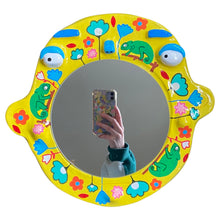 Load image into Gallery viewer, 'Tropical Chameleons' BIG Ponky Wall Mirror (one-off design)