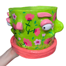 Load image into Gallery viewer, 'Pink & Green, Makes a Great Team' Large Plant Pot (One-Off)