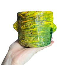 Load image into Gallery viewer, Marbled Yellow & Green Plant Pot