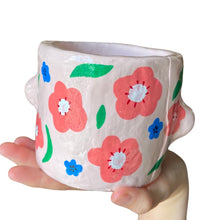 Load image into Gallery viewer, 'Pink Floral' Chunky Pot (One-Off)