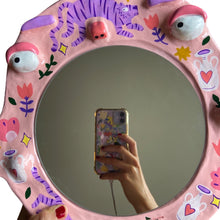 Load image into Gallery viewer, 'Lilac Tigers' BIG Ponky Wall Mirror (one-off)