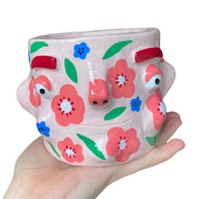 Load image into Gallery viewer, 'Pink Floral' Chunky Pot (One-Off)
