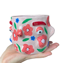 Load image into Gallery viewer, 'Pink Floral' Chunky Pot (One-Off)