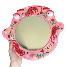 Load image into Gallery viewer, 'Pink & Red Tigers' BIG Ponky Wall Mirror (one-off)