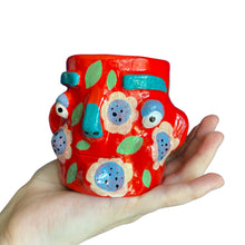 Load image into Gallery viewer, 'Blue and Red Flower Power' Lil' Pot