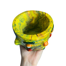 Load image into Gallery viewer, Marbled Yellow & Green Plant Pot