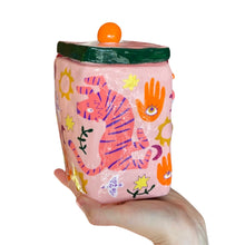 Load image into Gallery viewer, 'Pink Boho Tigers' Storage Jar (One-Off)