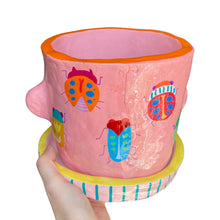Load image into Gallery viewer, 'Pink Bugs' Large Plant Pot (one-off)