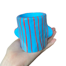 Load image into Gallery viewer, 'Simple Stripes in Blue + Red' Lil' Pot