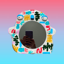 Load image into Gallery viewer, Abstract Design Stand-Up Mirror in White