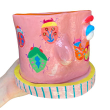 Load image into Gallery viewer, 'Pink Bugs' Large Plant Pot (one-off)