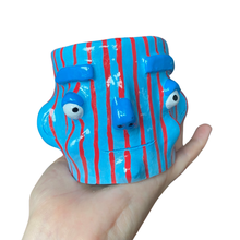 Load image into Gallery viewer, 'Simple Stripes in Blue + Red' Lil' Pot