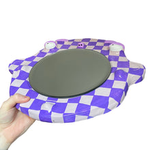 Load image into Gallery viewer, BIG Ponky Wall Mirror in Purple Checkerboard (one off)