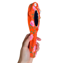 Load image into Gallery viewer, Hand-Held 'Floral Orange' Mirror