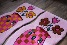 Load image into Gallery viewer, (NOW 30% OFF) was £120! Checkerboard pink and orange plant pot tufted rug