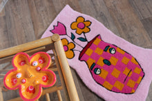 Load image into Gallery viewer, (NOW 30% OFF) was £120! Checkerboard pink & yellow plant pot tufted rug