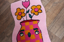 Load image into Gallery viewer, (NOW 30% OFF) was £120! Checkerboard pink & yellow plant pot tufted rug