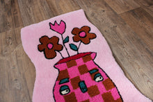 Load image into Gallery viewer, (NOW 30% OFF) was £120! Checkerboard pink and orange plant pot tufted rug