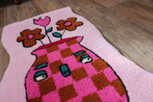 Load image into Gallery viewer, (NOW 30% OFF) was £120! Checkerboard pink and orange plant pot tufted rug