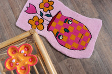 Load image into Gallery viewer, (NOW 30% OFF) was £120! Checkerboard pink & yellow plant pot tufted rug