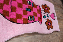 Load image into Gallery viewer, (NOW 30% OFF) was £120! Checkerboard pink and orange plant pot tufted rug