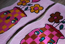 Load image into Gallery viewer, (NOW 30% OFF) was £120! Checkerboard pink and orange plant pot tufted rug