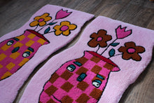 Load image into Gallery viewer, (NOW 30% OFF) was £120! Checkerboard pink and orange plant pot tufted rug