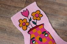 Load image into Gallery viewer, (NOW 30% OFF) was £120! Checkerboard pink & yellow plant pot tufted rug