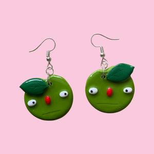 Glossy Green apple earrings