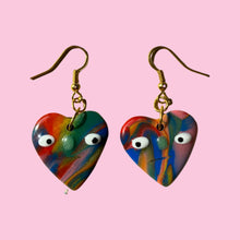 Load image into Gallery viewer, Arty Marbled Hearts Earrings
