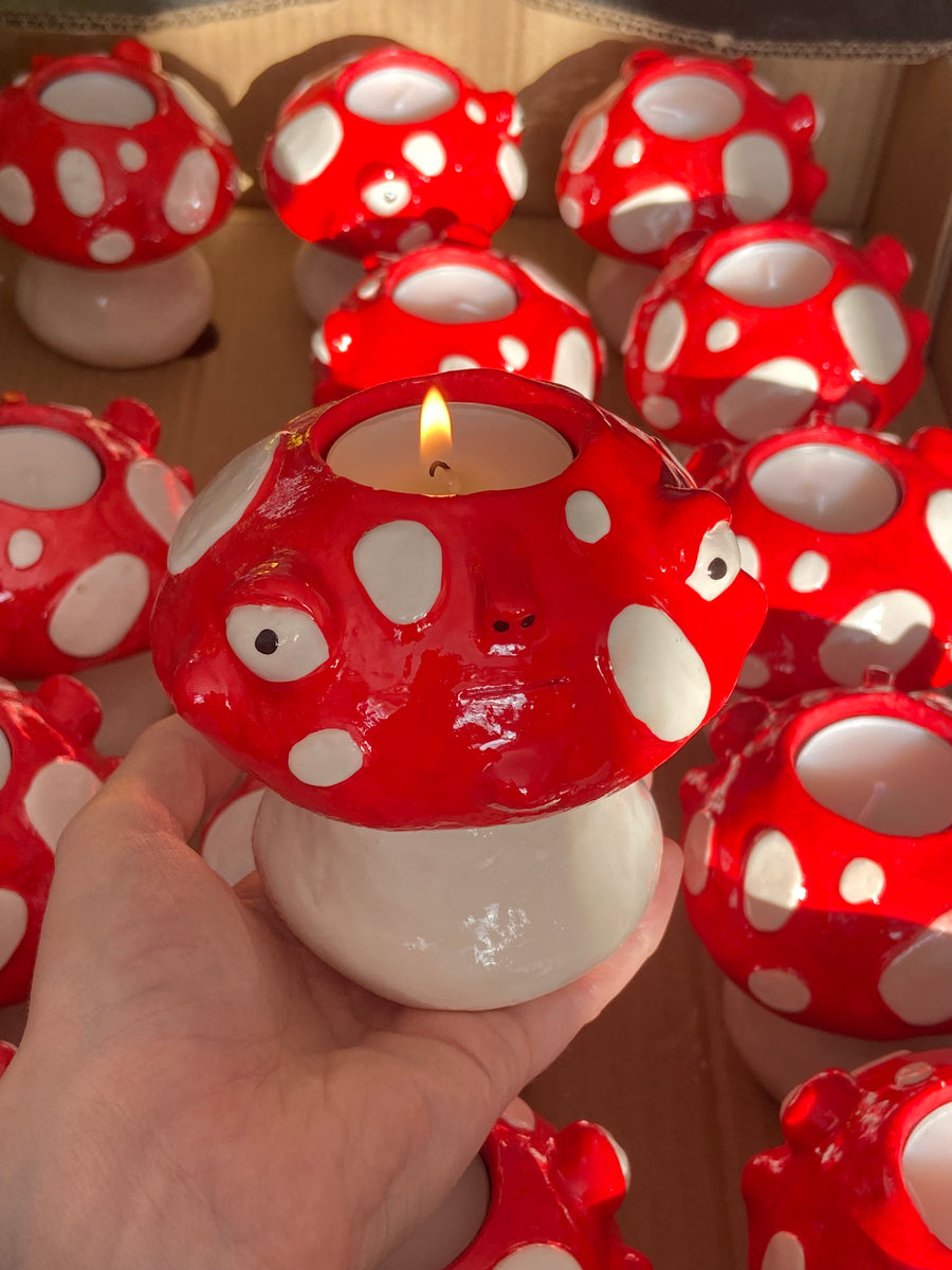 Mushroom Tea Light Candle Holder Ponkywots