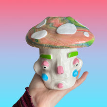 Load image into Gallery viewer, Physchedelic Mushroom Pot with Candle Holder Lid (One-Off)