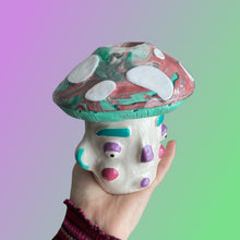 Load image into Gallery viewer, Mulberry & Teal Mushroom Pot with Candle Holder Lid (One-Off)