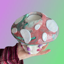 Load image into Gallery viewer, Mulberry & Teal Mushroom Pot with Candle Holder Lid (One-Off)